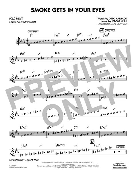 Smoke Gets In Your Eyes Arr Mike Tomaro C Solo Sheet Sheet Music The Platters Jazz Ensemble