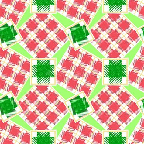 Checkered Christmas Seamless Pattern Stock Illustration Illustration