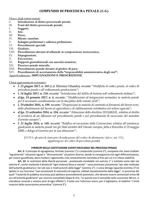 Riassunto Conso Grevi COMPENDIO DI PROCEDURA PENALE C G Elenco