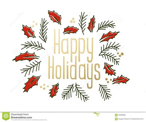 Happy Holidays Vintage Greeting Card Stock Vector Illustration Of