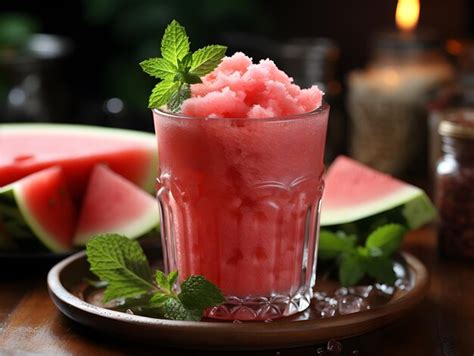 Premium Ai Image Refreshing Watermelon Smoothiegenerative Ai