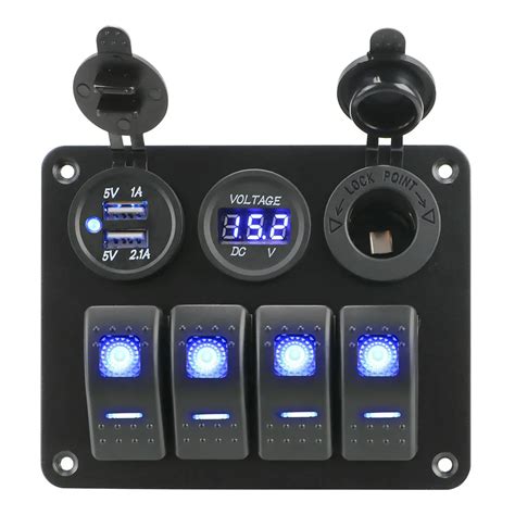 Gang Switch Panel For Car Rv Camper Caravans Dual Usb Port Digital