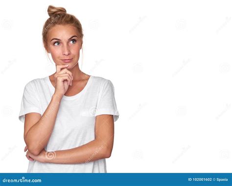 Pretty Woman Thinking Isolated Stock Photo Image Of Isolated Person