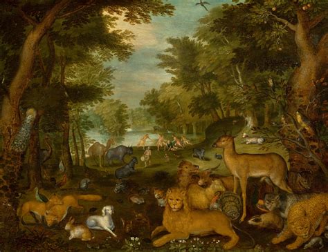 Antwerp School18th Century The Garden Of Eden With Orpheus And The