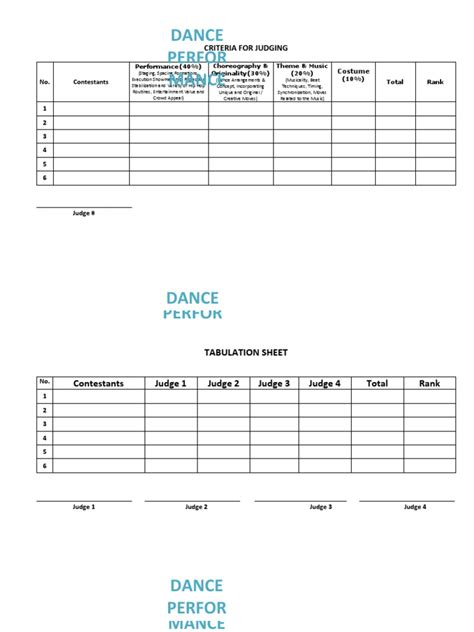 Criteria For Judging Dance Contest Pdf