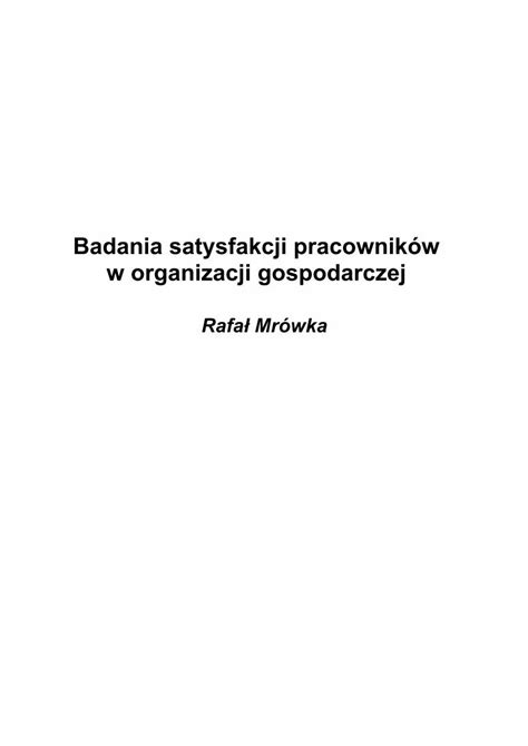 Pdf Badania Satysfakcji Pracownik W Kolegiakolegia Sgh Waw Pl Pl