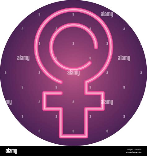 Female Gender Symbol Over White Background Neon Style Icon Vector