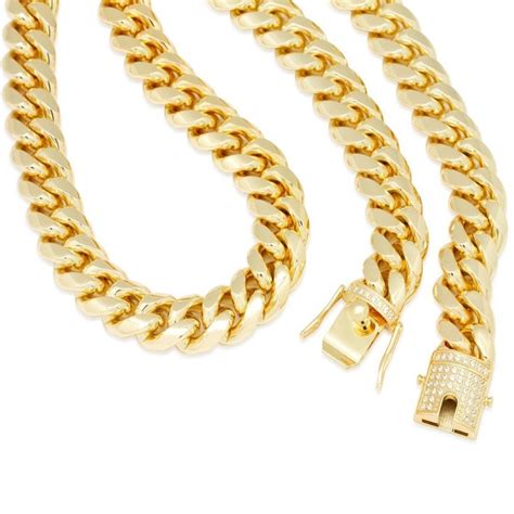 16mm Miami Cuban Link Chain Hip Hop Jewelry King Ice Miami Cuban