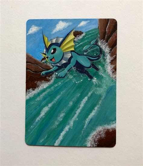 Vaporeon Eeveelution Painted Custom Pokémon Card Custom Etsy