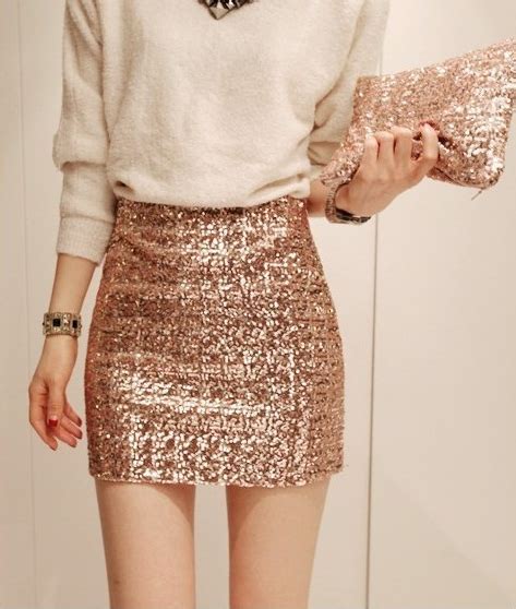 High Waist Gold Sequin Mini Skirt Skirt Fashion Fashion Sequin