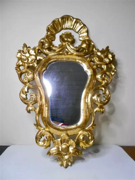 Ancien Miroir Cadre Bois Dor Sculpt Style Baroque Louis Xv Rocaille