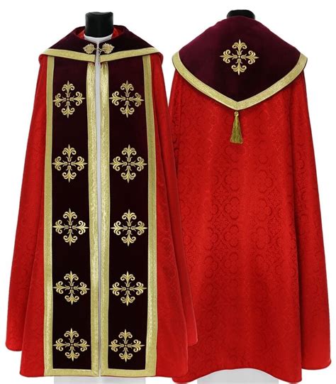 Red Gothic Cope With Stole K Ac P Vestment Capa Pluvial Roja