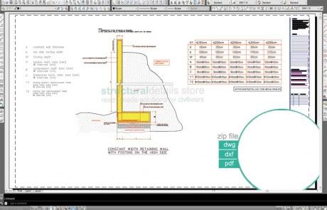 Reinforced Concrete Retaining Walls Bundled Drawing Details