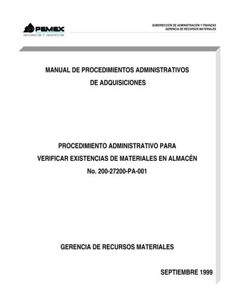 Manual De Procedimientos Administrativos De Adquisiciones Pemex