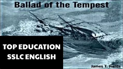 Ballad Of The Tempest English Poem Sslc 2020 Youtube