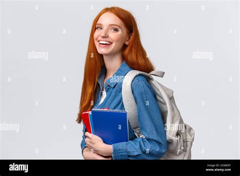 Students Education And Studying Concept Lovely Charismatic Redhead