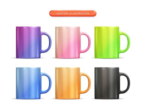 Colorful Mug Realistic D Vector Illustration Set Vector Art At