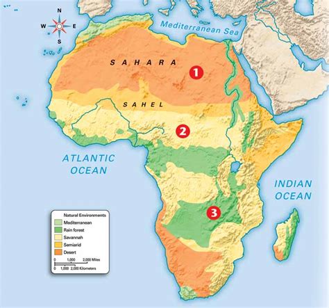 Africa Physical Map Deserts