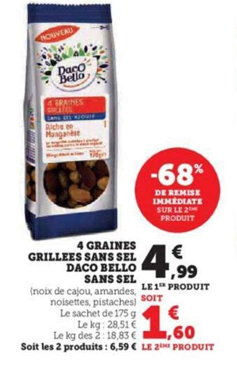 Promo Graines Grill Es Sans Sel Daco Bello Sans Sel Chez Super U