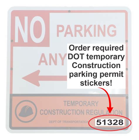 NYC TEMP CONSTRUCTION DOT PARKING PERMIT STICKER - My Sign Station