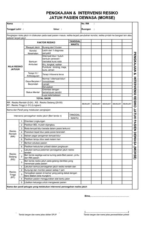 Contoh Rekam Medis Format Pengkajian Intervensi Resiko Jatuh Pasien Hot Sex Picture