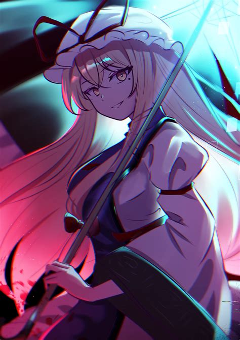 Rinkaito1231 Yakumo Yukari Touhou Absurdres Highres 1girl Blonde Hair Breasts Dress