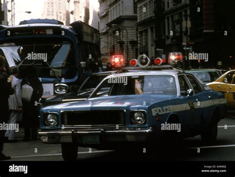 1980 1980s STREET LEVEL VIEW NEW YORK CITY POLICE CAR Stock Photo - Alamy