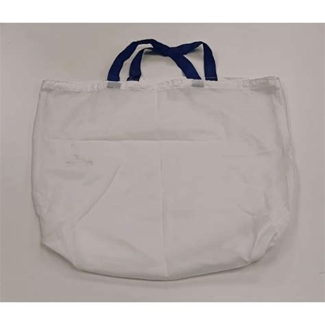 White And Blue Loop Handle Cotton Carry Bag Capacity 10kg Size