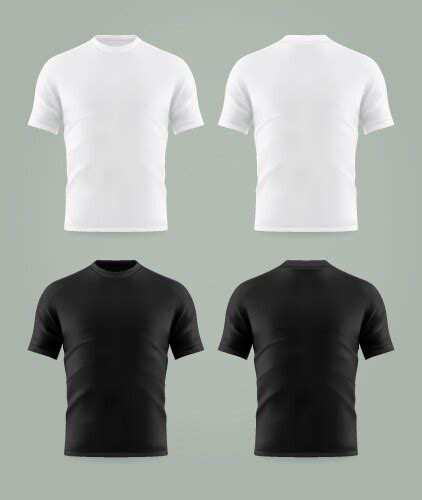 Mockup Template Men Black T Shirt Short Sleeve Vector Image