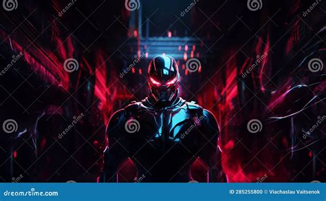 Brutal Cyborg Character In Cyberpunk Style Stock Illustration