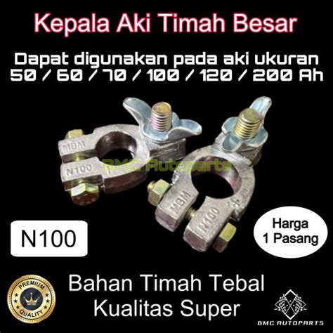 Jual Kepala Aki Timah BESAR Terminal Klem Accu Mobil N100 TIMAH Tebal