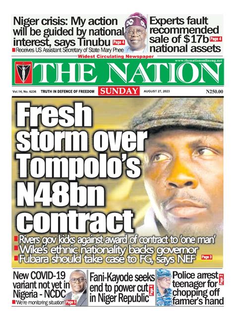 Nigerian Newspapers Daily Front Pages Review Sunday 27th August 2023