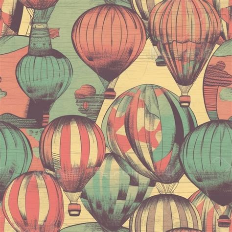 Premium AI Image Hot Air Balloons With Vintage Style Seamless Pattern Created With Generative AI