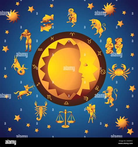 The Horoscope Circle With Twelve Signs Of The Zodiac On An Isolated