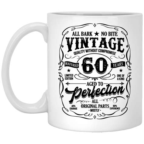 60th Birthday Mug 60th Birthday Vintage Aged Perfection Ceramic