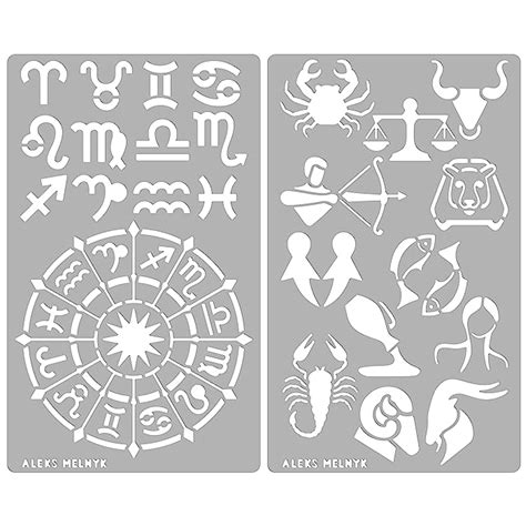 Buy Aleks Melnyk Metal Journal Stencil Zodiac Circle Symbols