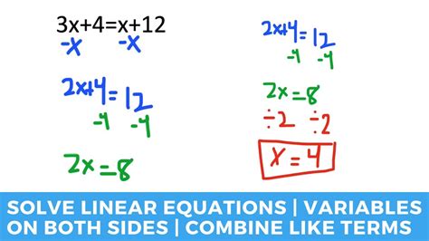 Solve Linear Equations With Variables On Both Sides By Combining Like