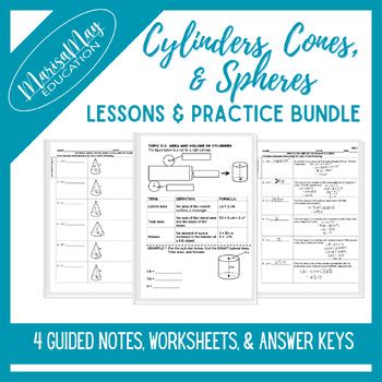 Cylinders Cones Spheres Notes Worksheets Bundle 4 Lessons