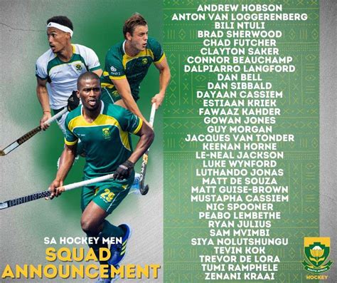 South Africa: SA Men’s Hockey Squad Announced | Hockey World News