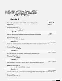 NURS 6541 MIDTERM EXAM LATEST QUESTIONS ANSWERS 2022 2023 LATEST