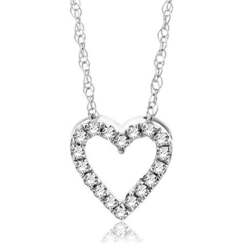 Orovi Bijoux Femme Collier Coeur En Or Blanc Avec Diamants Ct