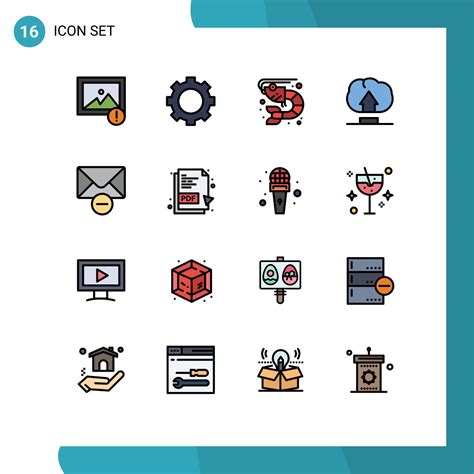 Grupo De Símbolos De ícone Universal De 16 Linhas Preenchidas De Cores
