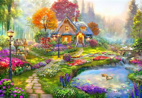 Beautiful Far Away River Colorful Creek Art House Paradise