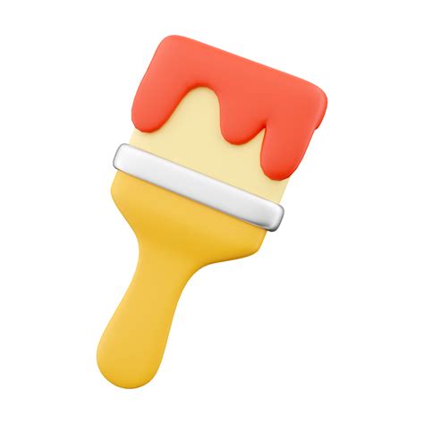 3d Render Paint Brush Icon With Color 3d Render Paint Brush Icon On