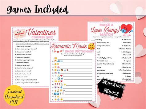 Valentines Day Party Games Bundle Printable Valentines Party Games Valentines Party Activity