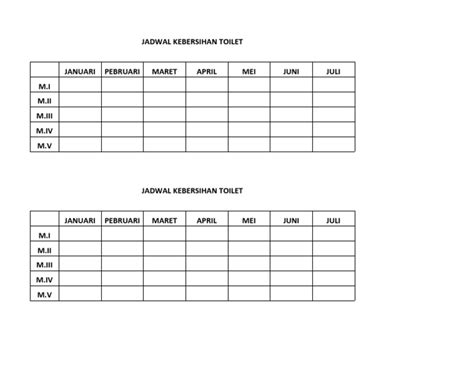 Jadwal Kebersihan Toilet Pdf