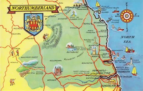 Northumberland Antique Maps, Old Maps of Northumberland, Vintage Maps ...