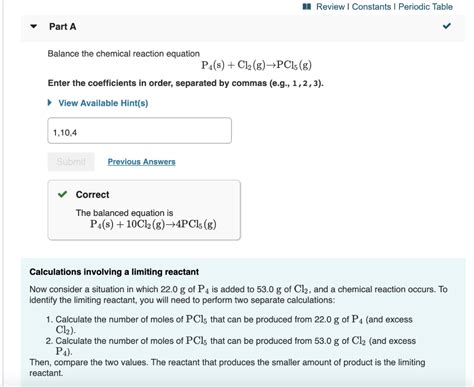 Solved M Review Constants Periodic Table Part A Balance Chegg