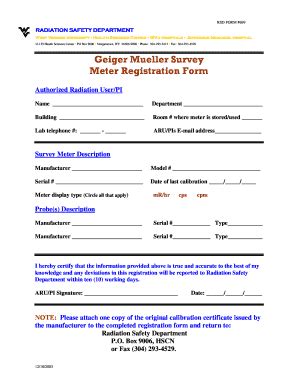 Fillable Online Hsc Wvu Radiation Safety Services Geiger Mueller Survey