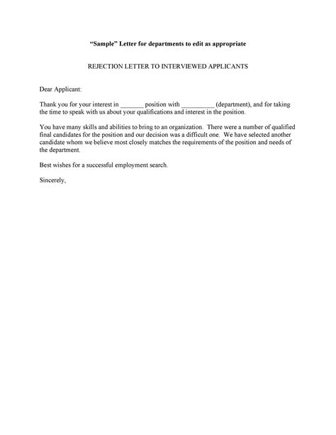 39 Job Rejection Letter Templates And Samples ᐅ Templatelab